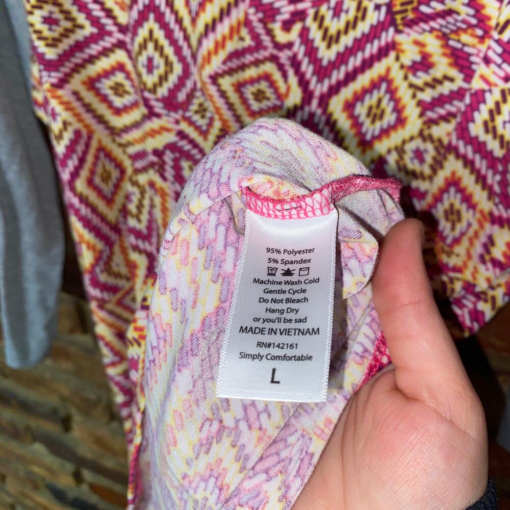 LuLaRoe Multicolored Geometric Long Sleeve Top Women's Size Large - Picture 4 of 5